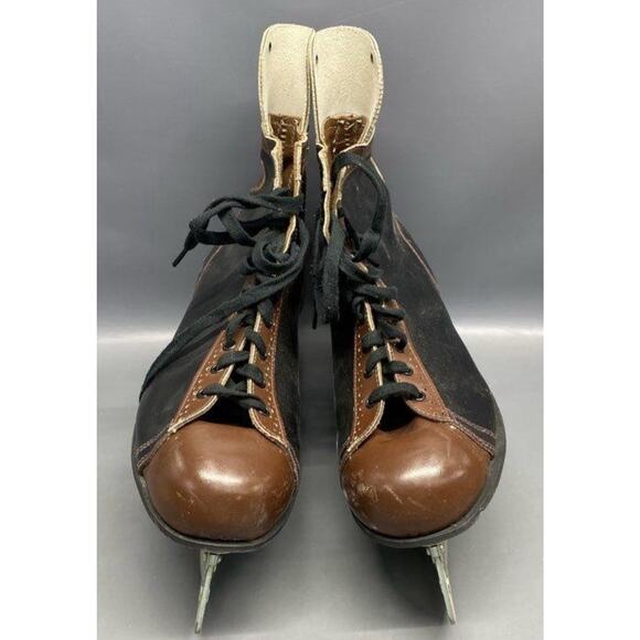 50s 60s Canadian Ringleader Figure Ice Skates Mens Brown Black Size 12 W/ Box main image 8
